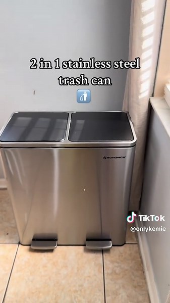 This trash can is really a dreammm!!! #stainlesssteel #trashcans #kitchenorganization #homedecor #tiktokshoplabordaysale