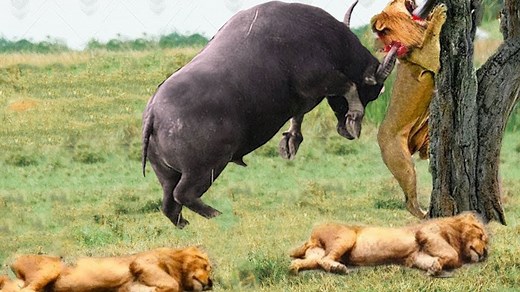 Angry Buffalo herd attack Lions very hard #lion #Buffalo | Technology Future TV