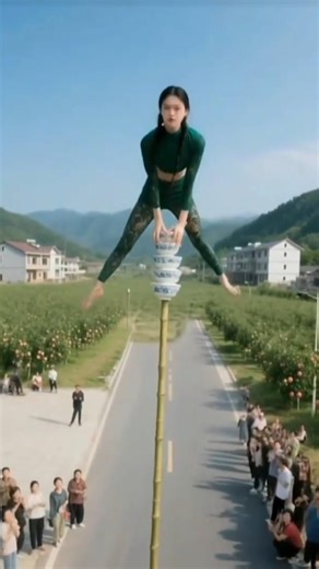 😱🔥 Extreme Balance Stunt On Bamboo | Crowd Shocked 💥// #shortsfeed #trending #circus #shorts