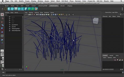 polyScatter - Maya script for scattering objects (overview)