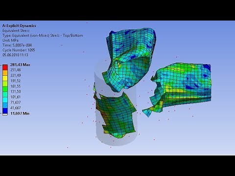 ANSYS Workbench 18.1 Tutorial #11: Pipe Crush Analysis - Explicit dynamics - High speed crash test