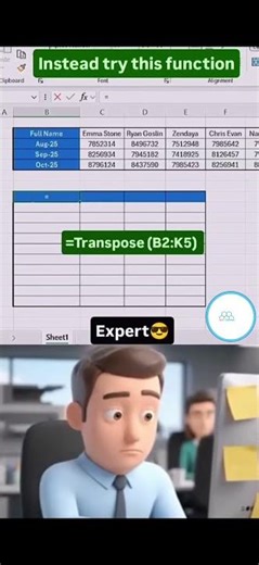 How toUse Transpose Function. Excel copy and paste 🖥#excel #exceltips