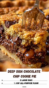 Deep Dish Chocolate Chip Cookie Pie: Why decide between cookies and pie when you can have both? 🍪🥧 This incredible dessert features a massive, gooey chocolate chip cookie baked right inside a flaky pie crust. It’s dense, chewy, and absolutely loaded with melted chocolate. Serve it warm for the ultimate comfort food experience! #CookiePie #ChocolateChipPie #DeepDishCookie #TollHousePie #DessertMashup #Baking #ChocolateLover #ComfortFood #PieRecipe #GooeyDessert #HomemadePie #SweetTreats #Pinter