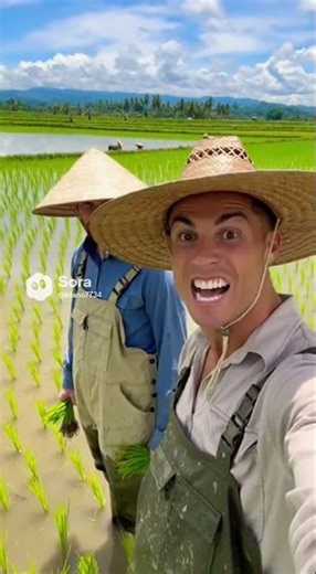 Ronaldo & Messi Became Rice Farmers and I Can't Stop Laughing #AIHumor #Football