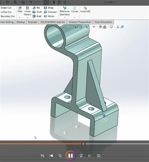 SHORTS 3 (BOSS EXTRUDE, RIB, CUT EXTRUDE, MIRROR COMMAND IN SOLIDWORKS)