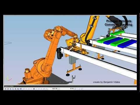 Process Simulate Commissioning Conveyor Line Tracking + Color sort