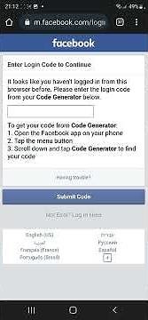 Log Into Facebook If You Lost Access to Code Generator is not possible