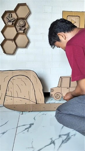 cardboard car enters cardboard cave, but Ai #funnycardboard #comedycardboard