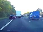 Shocking moment driver nearly crashes into a van during rush hour