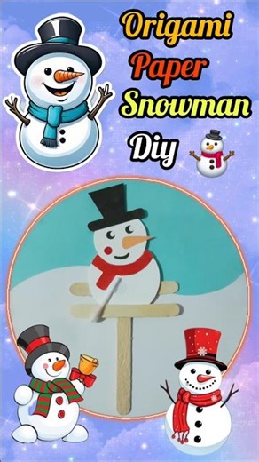 Origami Paper Snowman Making ⛄️ #art #shorts #diy #ytshorts #christmas
