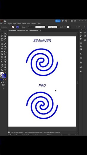 BEGINNER vs PRO | Spiral Line Trick in Illustrator #shorts
