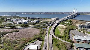 arthur ravenel jr bridge over the cooper river leading to charleston sc, south carolina