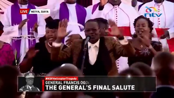 10K views · 191 reactions | CDF Ogolla's sister plays the General's song request during his burial service in Siaya. #KDFHelicopterTragedy | NTV Kenya | Facebook