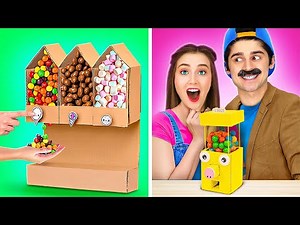 Cool DIY cardboard crafts for kids: 123 GO! GOLD candy vending machine - clever ideas