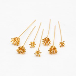 10pcs Gold Flower Head Pins 6mm/ 8mm, Gold Plated Brass Headpins (GB-4035) - Etsy