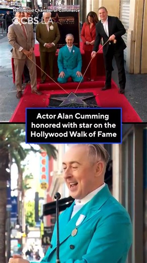 “The Traitors” host Alan Cumming was honored with the 2,832nd star on the Hollywood Walk of Fame. The 60-year-old Scottish actor, a five-time Emmy, two-time Tony and BAFTA winner, was introduced by his longtime friend Monica Lewinsky. Cumming received his star in the category of Live Theatre/Live Performance. | CBS LA