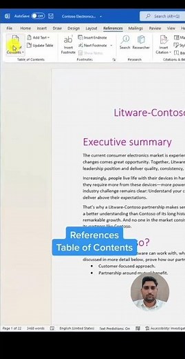 Automatic table of contents in Microsoft word #msword #shortvideo