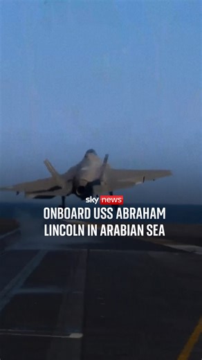 The US Navy has released footage from onboard the USS Abraham Lincoln in the Arabian Sea last month as tensions with Iran remain high. It comes as Iran's president instructed the country's foreign minister to 'pursue fair and equitable negotiations' with the US. #usnavy #USSAbrahamlincoln #iran | Sky News