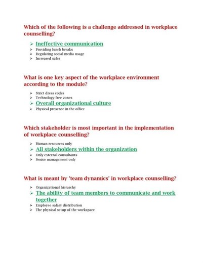 Counselling at Workplace by IRITM COURSE ANSWERS IGOT KARMAYOGI