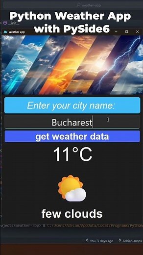 Weather app in Python with PySide6 #weatherapp #pyqt #qt #codingjourney