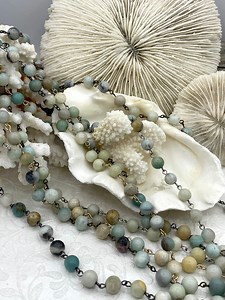 AMAZONITE GEMSTONE 1 Meter (39") Rosary Chain, Beaded Chain, Bronze, Gold, Silver, Gun Metal. 8mm Round Gemstone Beads, Fast Ship - Etsy