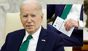 US President Biden Snapped With Irish Pronounciation Cheat Sheet