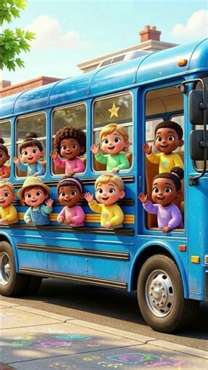 The Big Blue Bus Song 🚌#Shorts #NurseryRhymes #KidsSongs wheels on the bus rhyme for toddlers! #kids