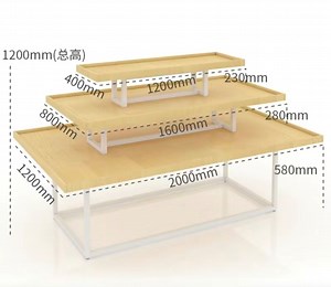 [Hot Item] Customize Durable Grocery Store Display Rack Store Fixture Wood Shelf Exhibition Table