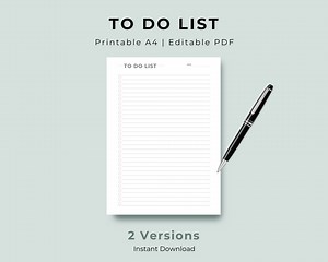 To Do List, Printable to Do List, Simple Tasks List Template, Productivity Planner, Printable & Fillable PDF, Minimalist Task List, A4 - Etsy Australia