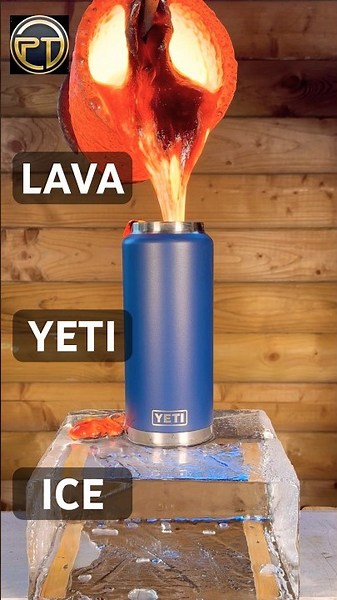 1600C° LAVA versus 55$ YETI RAMBLER on CLEAR ICE ! Will it melt through, and will it stay molten?