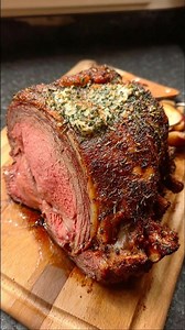 177K views · 188 reactions | Smoked Prime Rib with Herb Crusted Garlic Butter Ingredients: For the Prime Rib: 1 whole bone-in beef rib roast (5-7 bones, 10-14 lbs) 2-3 tablespoons coarse kosher salt Recipe in First Coʍmеոτ  Enjoy ❤️ | Homey Recipes | Facebook