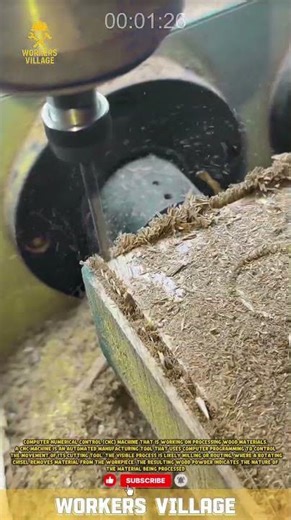 Computer Numerical Control (CNC) machine that is working on processing wood materials #tools #worker