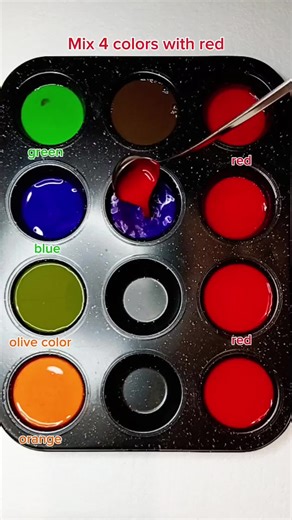 Mix 4 colors with red Green, blue, olive, orange #Mix_4_colors_with_red_Green_blue_olive_orange #color_color #Paris #ex