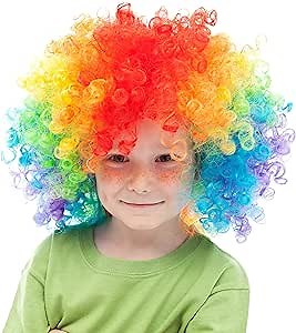 Skeleteen Colorful Clown Costume Wig - Multicolored Afro Clown Wig Costume Accessories for Kids and Adults