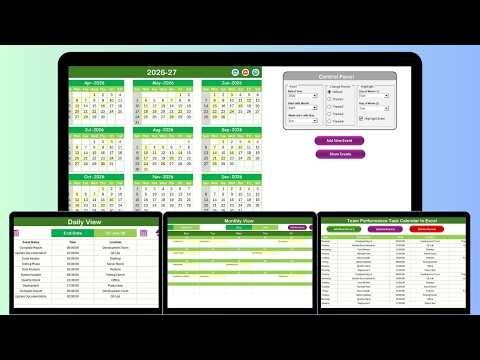 Team Performance Task Calendar in Excel