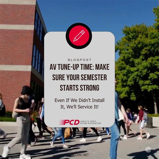 When campus technology works seamlessly, it’s usually because PCD has already been behind the scenes. Thoughtful maintenance today prevents emergency calls tomorrow—and routine system reviews are why. https://ow.ly/qeyG50XX2yI #TechInEducation #GameChanger #PCD #Education | PCD AV Integrators