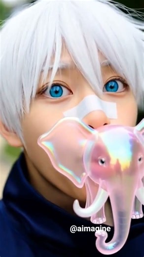 Gojo Blows Elephant Bubble Gum & It TRUMPETS! ❓ 最強がゾウ風船ガムで鼻鳴らし爆発する瞬間🔥 #shorts #viral