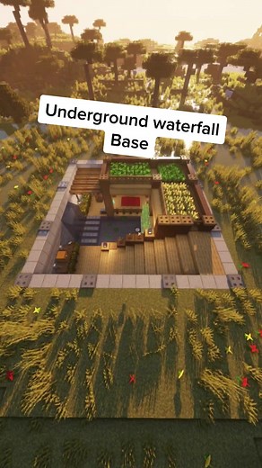 Exploring an Underground Waterfall Base in Minecraft