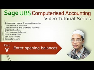 UBS Computerised Accounting Tutorial pt5: Entering Opening Balances