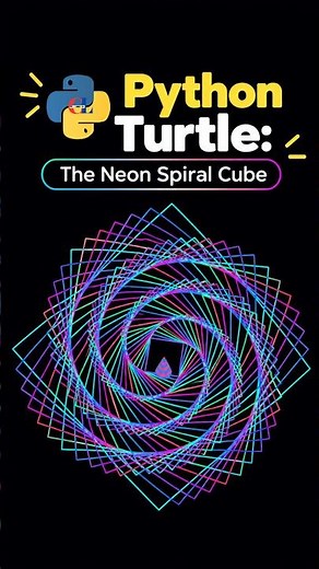 ✨ Python Turtle The Neon Spiral Cube