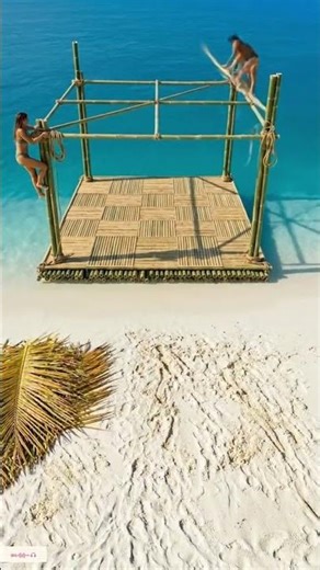 I Built a Floating Island with ONLY Bamboo #Bushcraft #transformation #construction #bushcraft