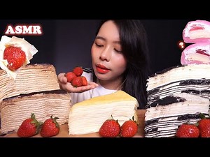 ASMR Crepe Cake & Fresh Strawberry 🍓 | Chill & Satisfying Eating Sounds