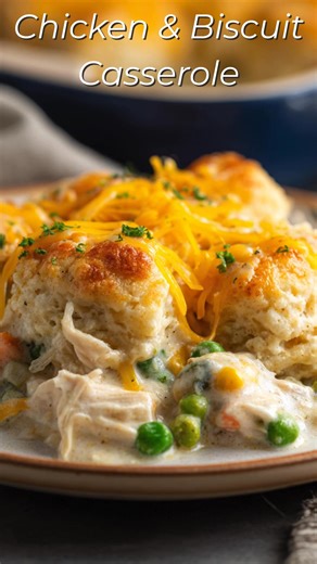 Chicken & Biscuit Casserole 🤍 Creamy, cozy, and so easy for dinner. ✅ Save this recipe for later Full recipe is posted today on The Old Recipe Box. #DinnerIdeas #EasyRecipes #ComfortFood #OldRecipeBox | The Old Recipe Box