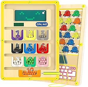 Magnetic Alphabet&Number Maze Board Montessori Magnet Colour Sorting&Counting Learning Toys Toddlers Puzzle Educational Letter Matching Game Gift for 3+Years Old (Magnetic Alphabet Number Maze Board)