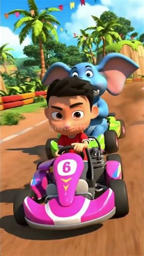 anak kecil balapan mobil dengan binatang #kartun #filmkartunterbaru #animation #kartunbinatang