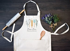 Personalized Linen Kitchen Apron, Custom Cooking Apron With Pocket - Etsy
