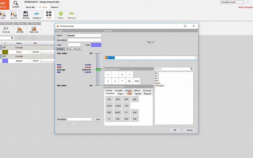 DEWESoftX 数学功能介绍