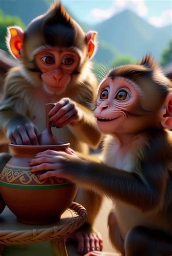 Baby Monkey Coco's Sister Won a Pottery Competition...What he did Next Make Everyone Cry 😭 #shorts