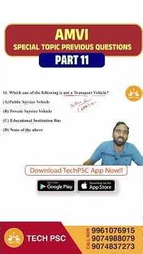 Assistant Motor Vehicle Inspector | AMVI | Previous Year Question | Special Topic Part 11