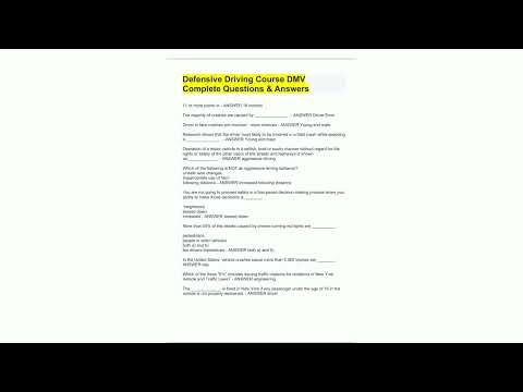 Defensive Driving Course DMV Complete Questions Answers67